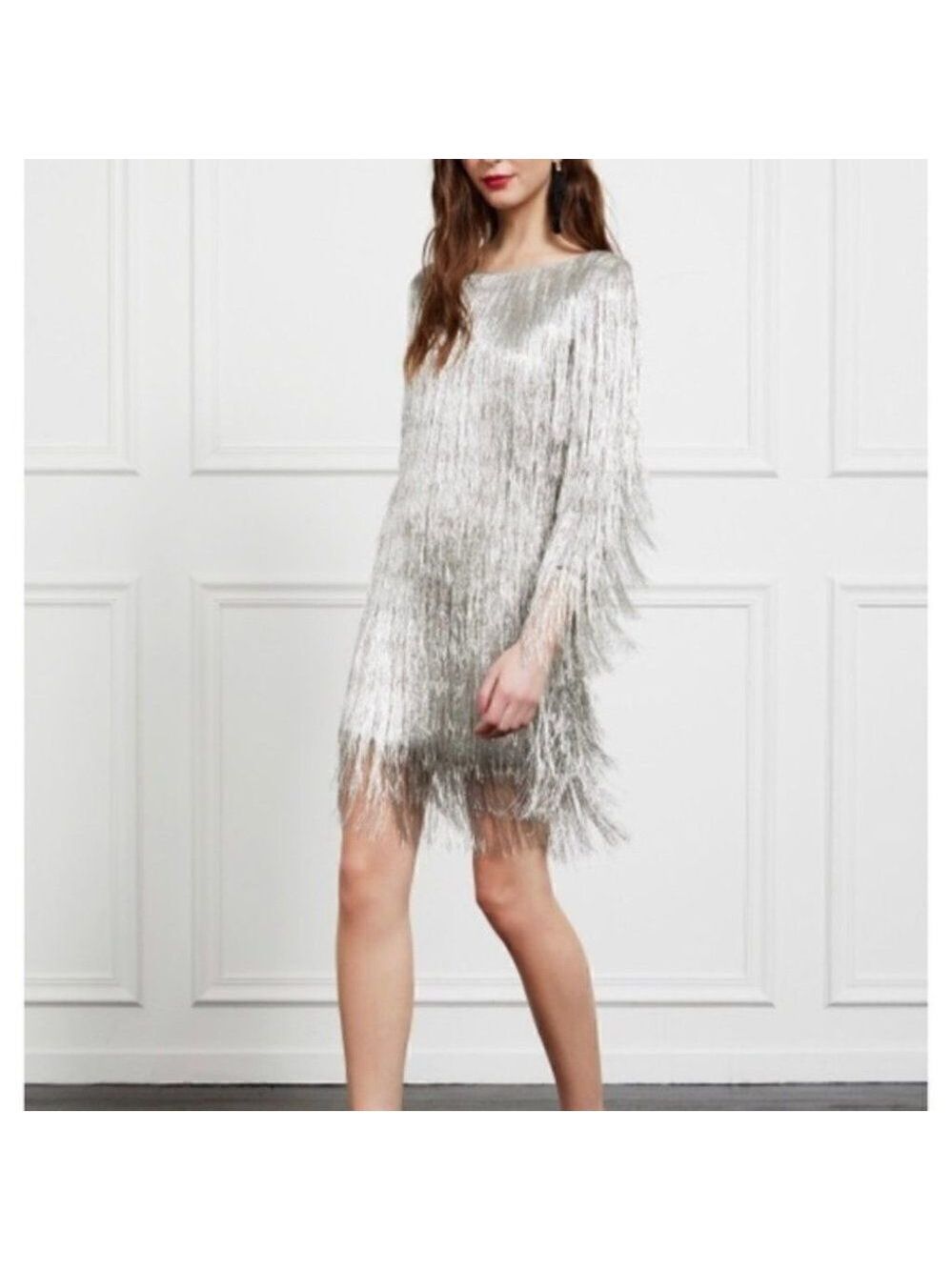 Nwt Rachel Zoe | Ballina Boat-Neck Metallic Fringe Cocktail Dress